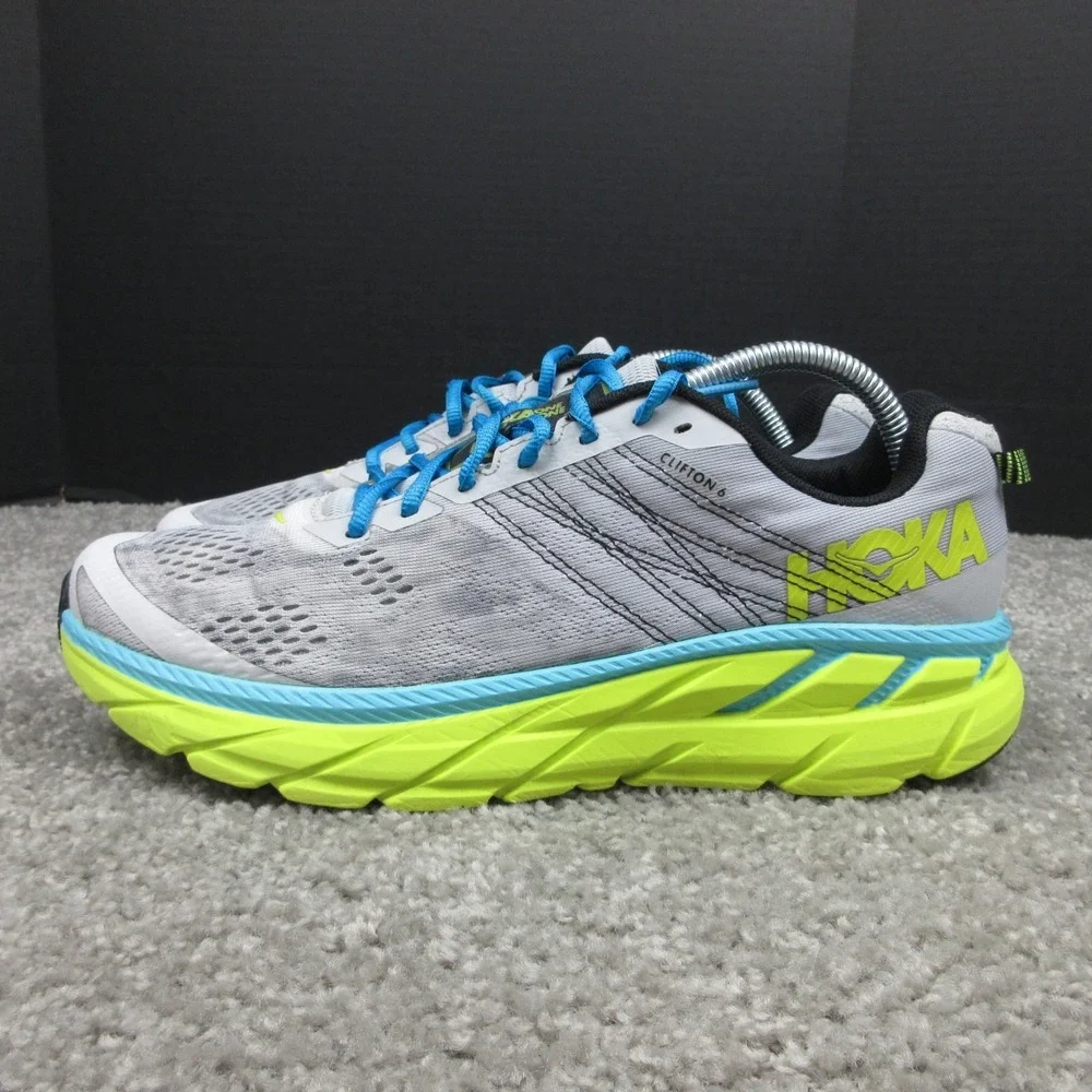 Hoka One One Sneakers Mens Size 10 US Clifton 6 Gray Green Blue Shoes Trainers